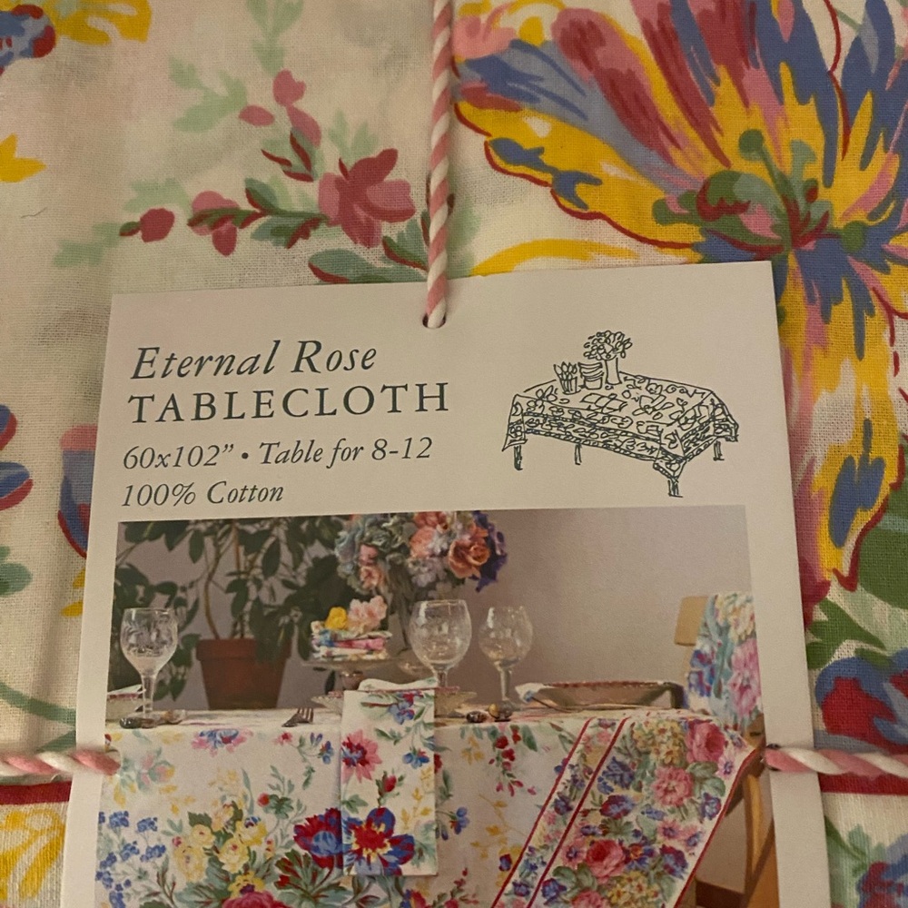 April Cornell  Eternal Rose Spring Floral Tablecloth 60” X  102” NWT